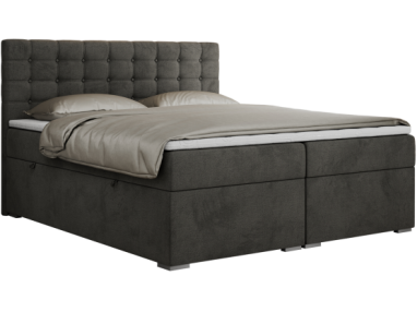 Łóżko kontynentalne SUSAN 180x200 - H4 - ciemnoszary, welwet