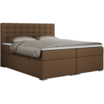 Łóżko kontynentalne SUSAN 200x200 - H3 - brązowy, ekoskóra