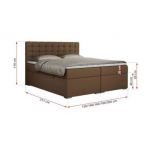 Łóżko kontynentalne SUSAN 200x200 - H3 - brązowy, ekoskóra