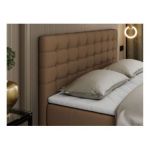 Łóżko kontynentalne SUSAN 140x200 - H4 - brązowy, ekoskóra