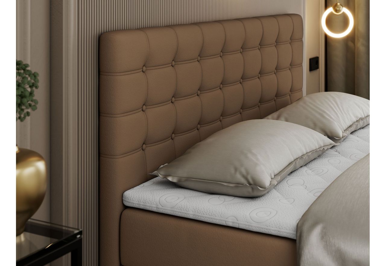 Łóżko kontynentalne SUSAN 160x200 - H4 - brązowy, ekoskóra