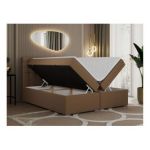 Łóżko kontynentalne SUSAN 180x200 - H4 - brązowy, ekoskóra