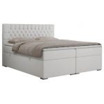 Łóżko kontynentalne PERA 160x200 - H3 - biały, ekoskóra