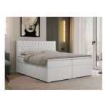 Łóżko kontynentalne PERA 180x200 - H3 - biały, ekoskóra