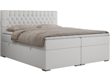 Łóżko kontynentalne PERA 180x200 - H3 - biały, ekoskóra