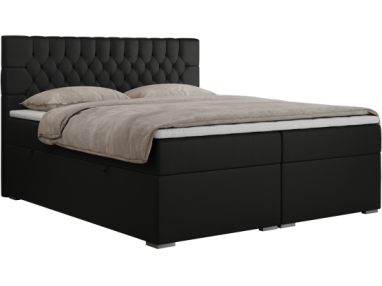 Łóżko kontynentalne PERA 140x200 - H3 - czarny, ekoskóra