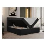 Łóżko kontynentalne PERA 140x200 - H3 - czarny, ekoskóra