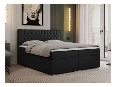 Łóżko kontynentalne PERA 180x200 - H3 - czarny, ekoskóra