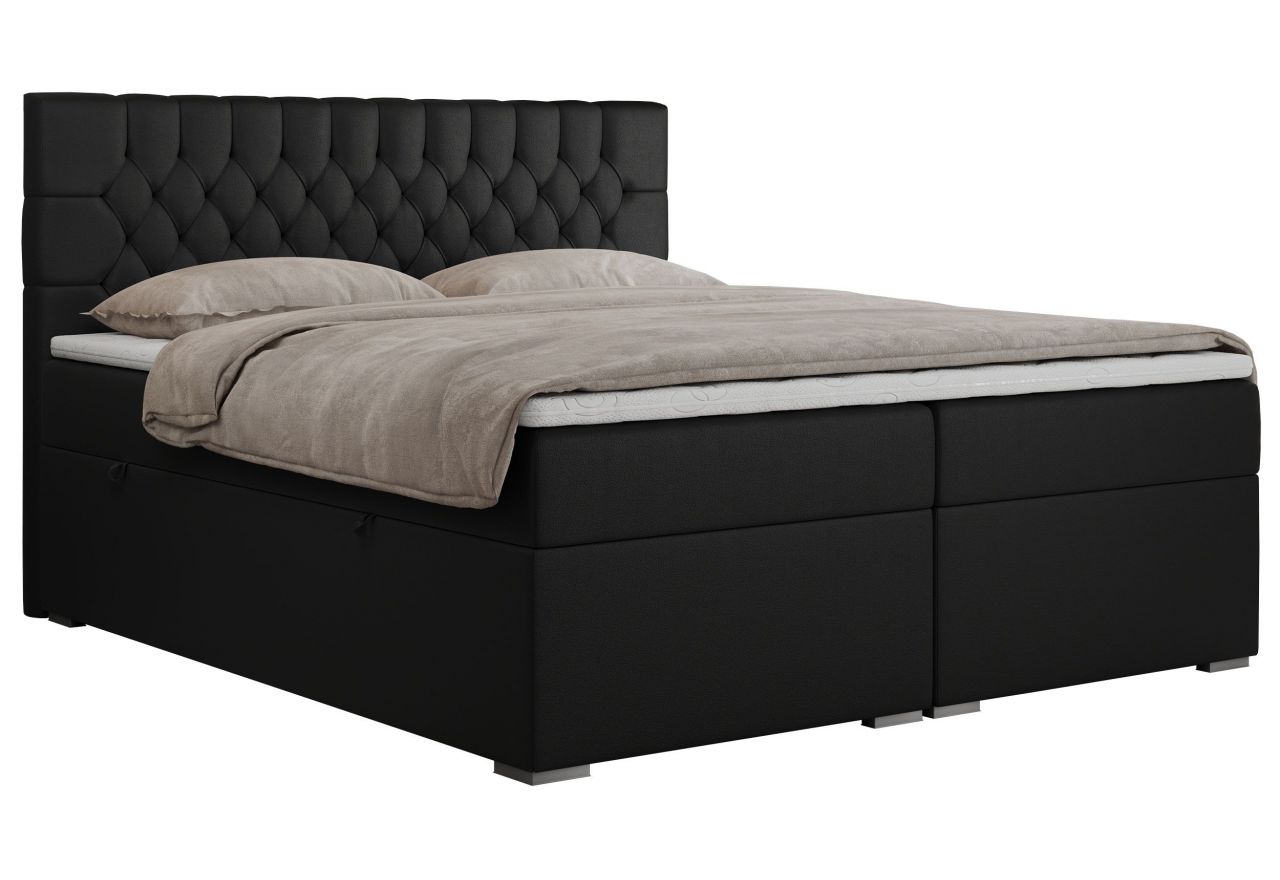 Łóżko kontynentalne PERA 120x200 - H4 - czarny, ekoskóra