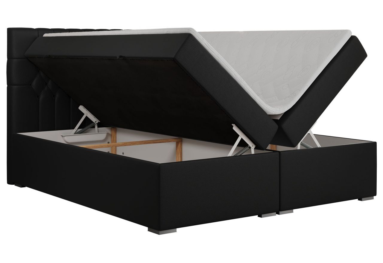 Łóżko kontynentalne PERA 180x200 - H4 - czarny, ekoskóra