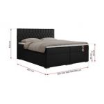 Łóżko kontynentalne PERA 200x200 - H4 - czarny, ekoskóra