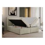 Łóżko kontynentalne PERA 120x200 - H3 - beżowy, welwet