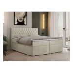 Łóżko kontynentalne PERA 180x200 - H3 - beżowy, welwet