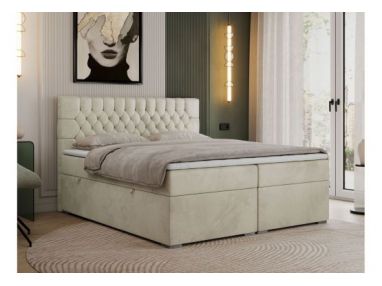 Łóżko kontynentalne PERA 120x200 - H4 - beżowy, welwet