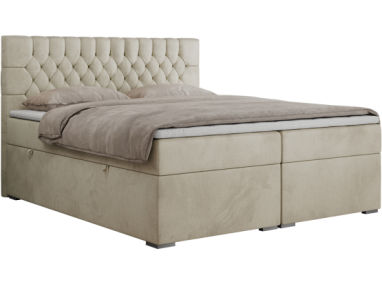 Łóżko kontynentalne PERA 140x200 - H4 - beżowy, welwet