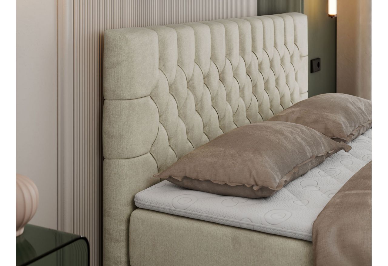 Łóżko kontynentalne PERA 160x200 - H4 - beżowy, welwet