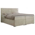 Łóżko kontynentalne PERA 160x200 - H4 - beżowy, welwet