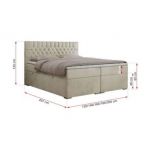 Łóżko kontynentalne PERA 180x200 - H4 - beżowy, welwet