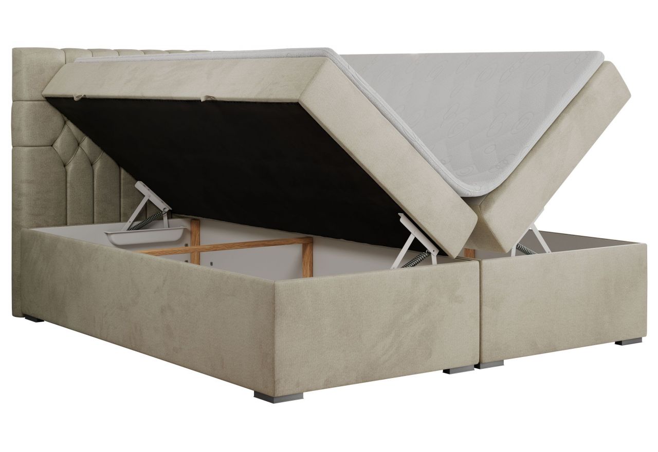 Łóżko kontynentalne PERA 180x200 - H4 - beżowy, welwet