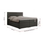 Łóżko kontynentalne PERA 120x200 - H3 - ciemnoszary, ekoskóra