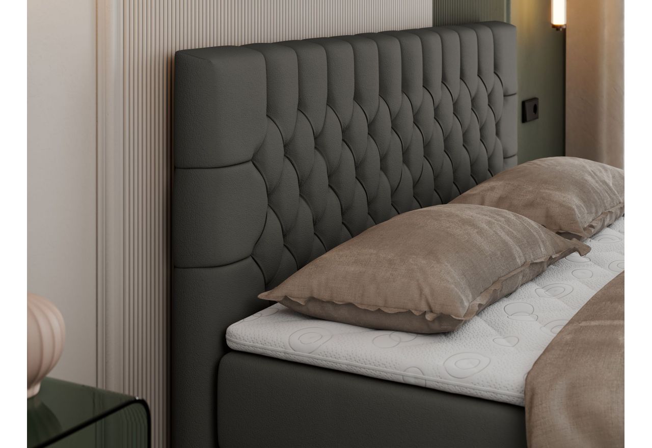 Łóżko kontynentalne PERA 140x200 - H3 - ciemnoszary, ekoskóra