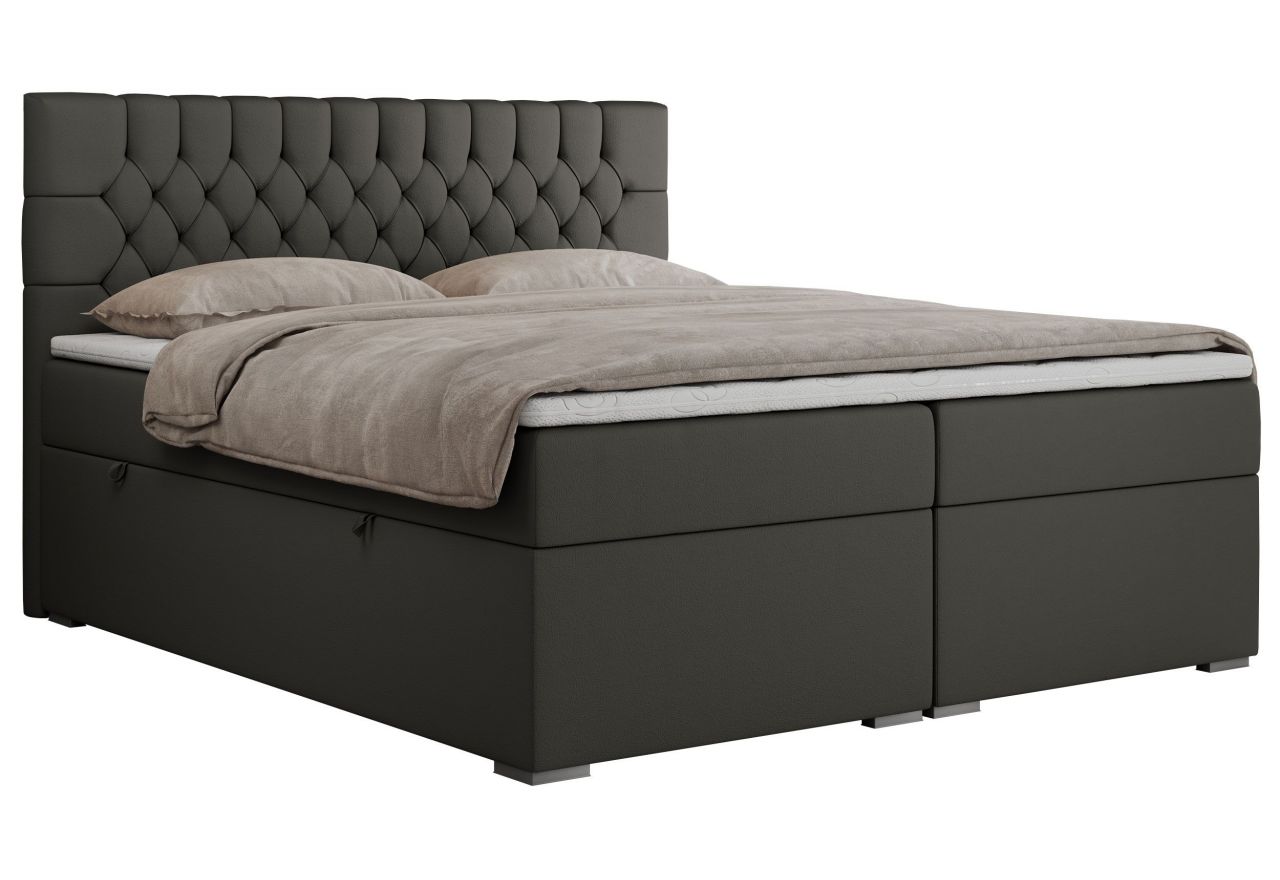 Łóżko kontynentalne PERA 120x200 - H4 - ciemnoszary, ekoskóra