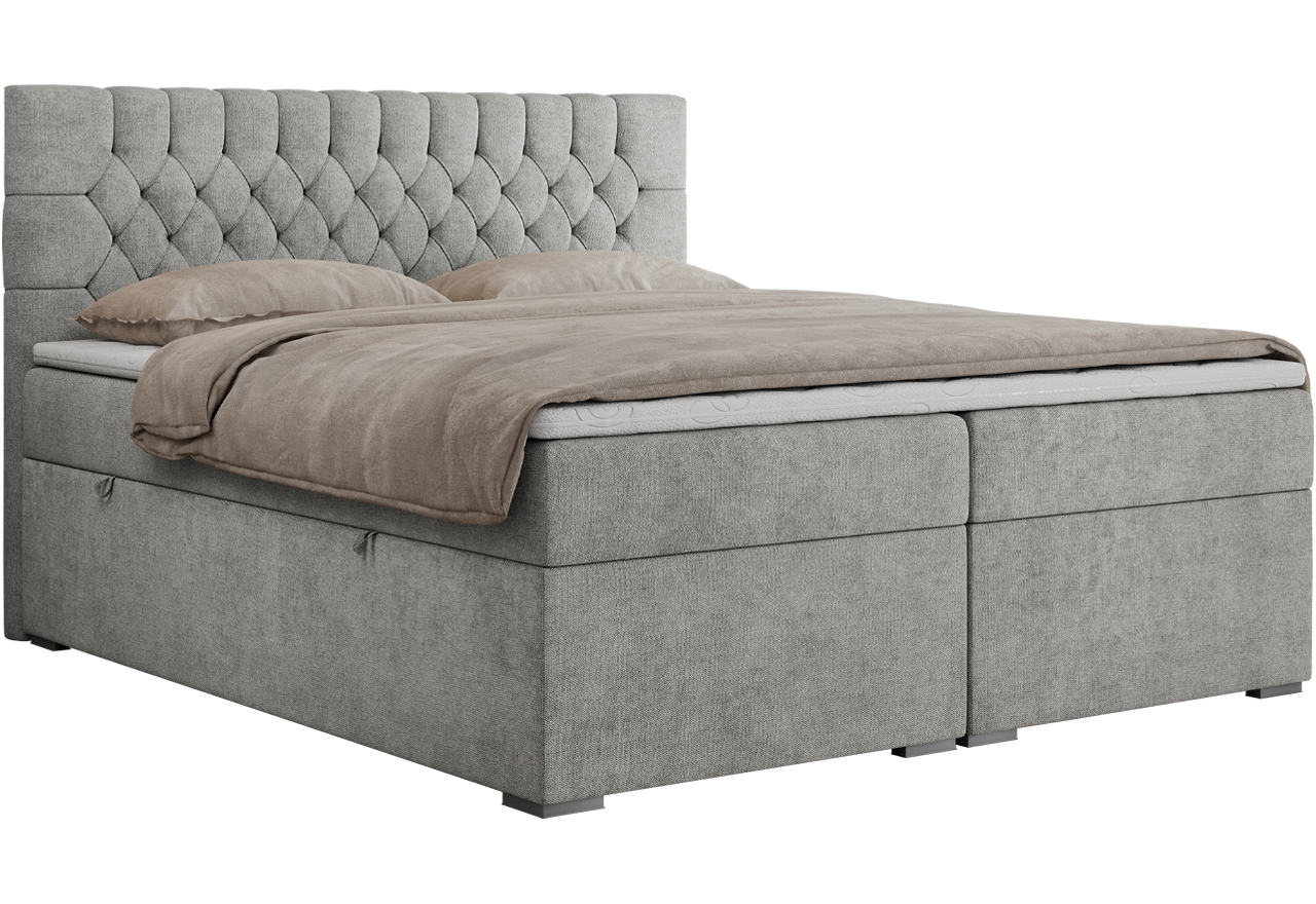 Łóżko kontynentalne PERA 160x200 - H3 - jasnoszary, struktura