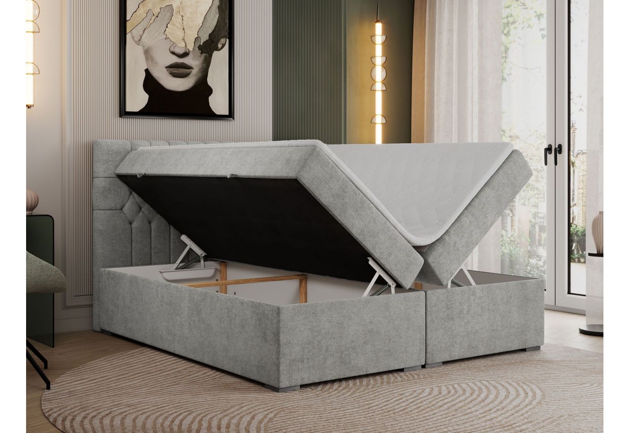 Łóżko kontynentalne PERA 160x200 - H3 - jasnoszary, struktura