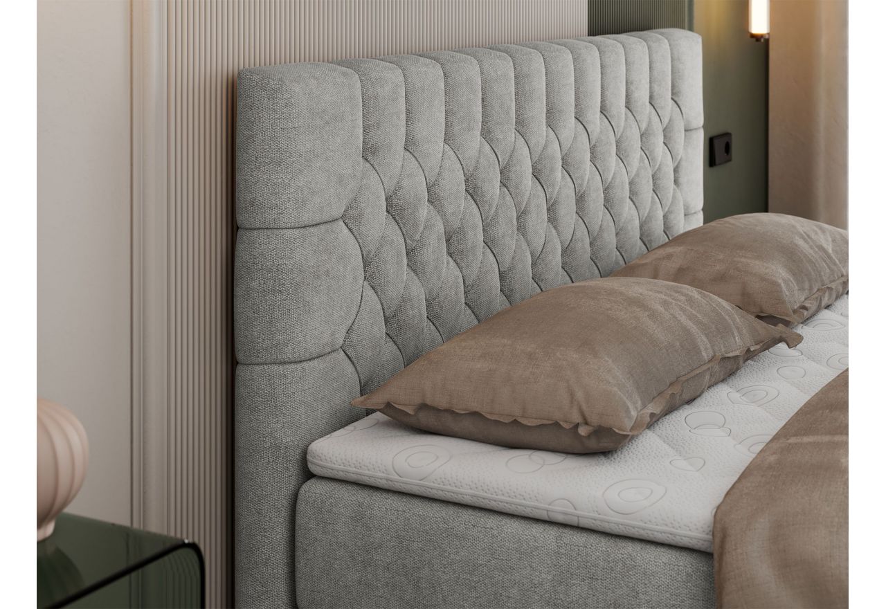 Łóżko kontynentalne PERA 200x200 - H3 - jasnoszary, struktura