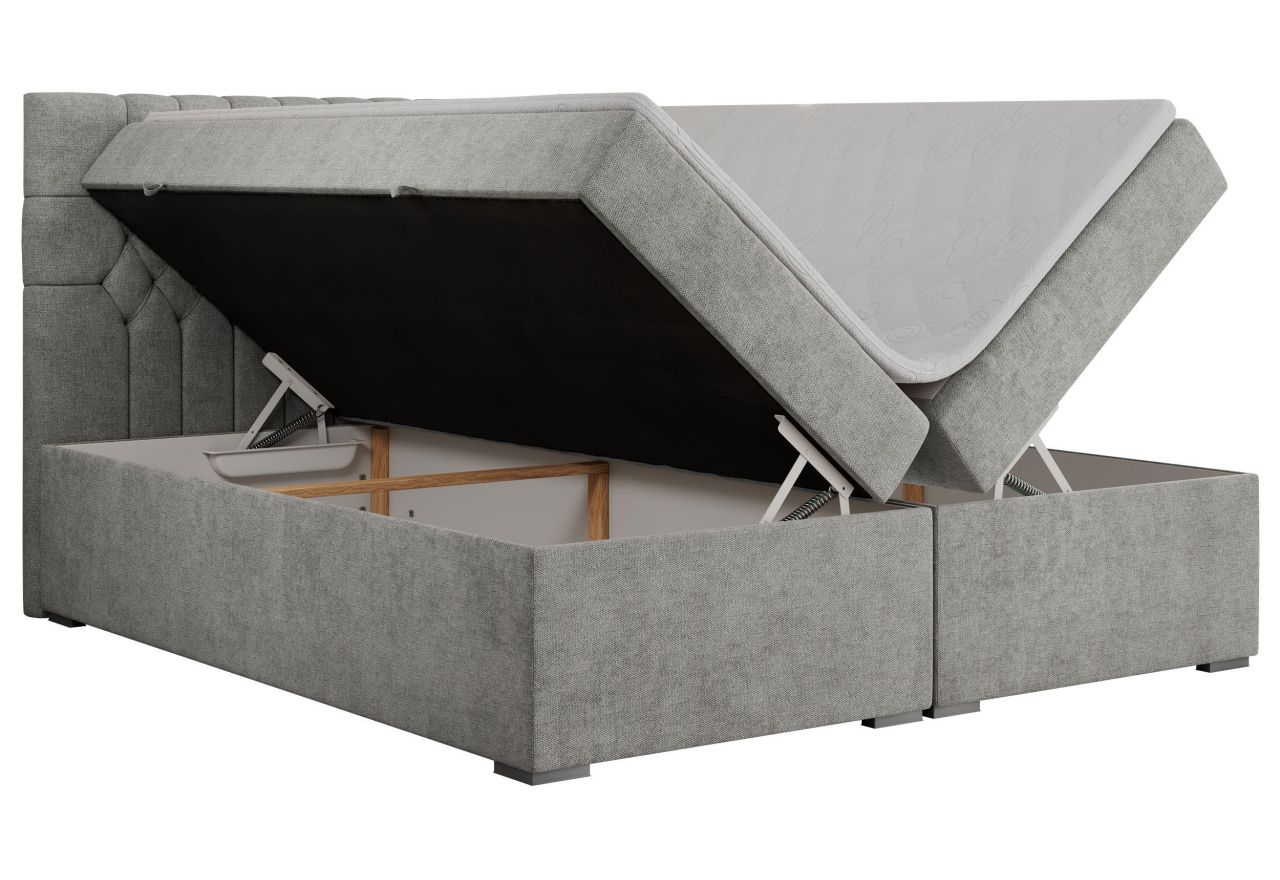 Łóżko kontynentalne PERA 200x200 - H4 - jasnoszary, struktura