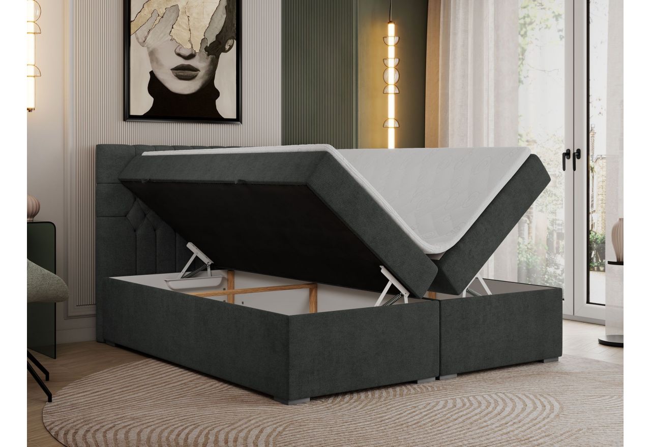 Łóżko kontynentalne PERA 180x200 - H3 - ciemnoszary, struktura