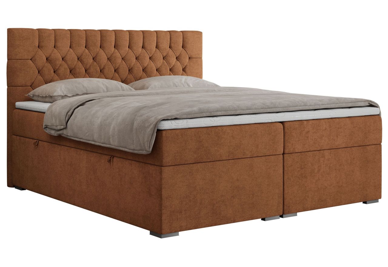 Łóżko kontynentalne PERA 140x200 - H3 - pomarańczowy, struktura