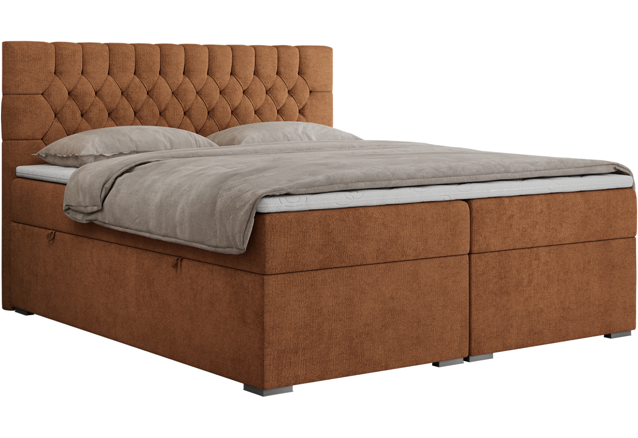 Łóżko kontynentalne PERA 160x200 - H3 - pomarańczowy, struktura