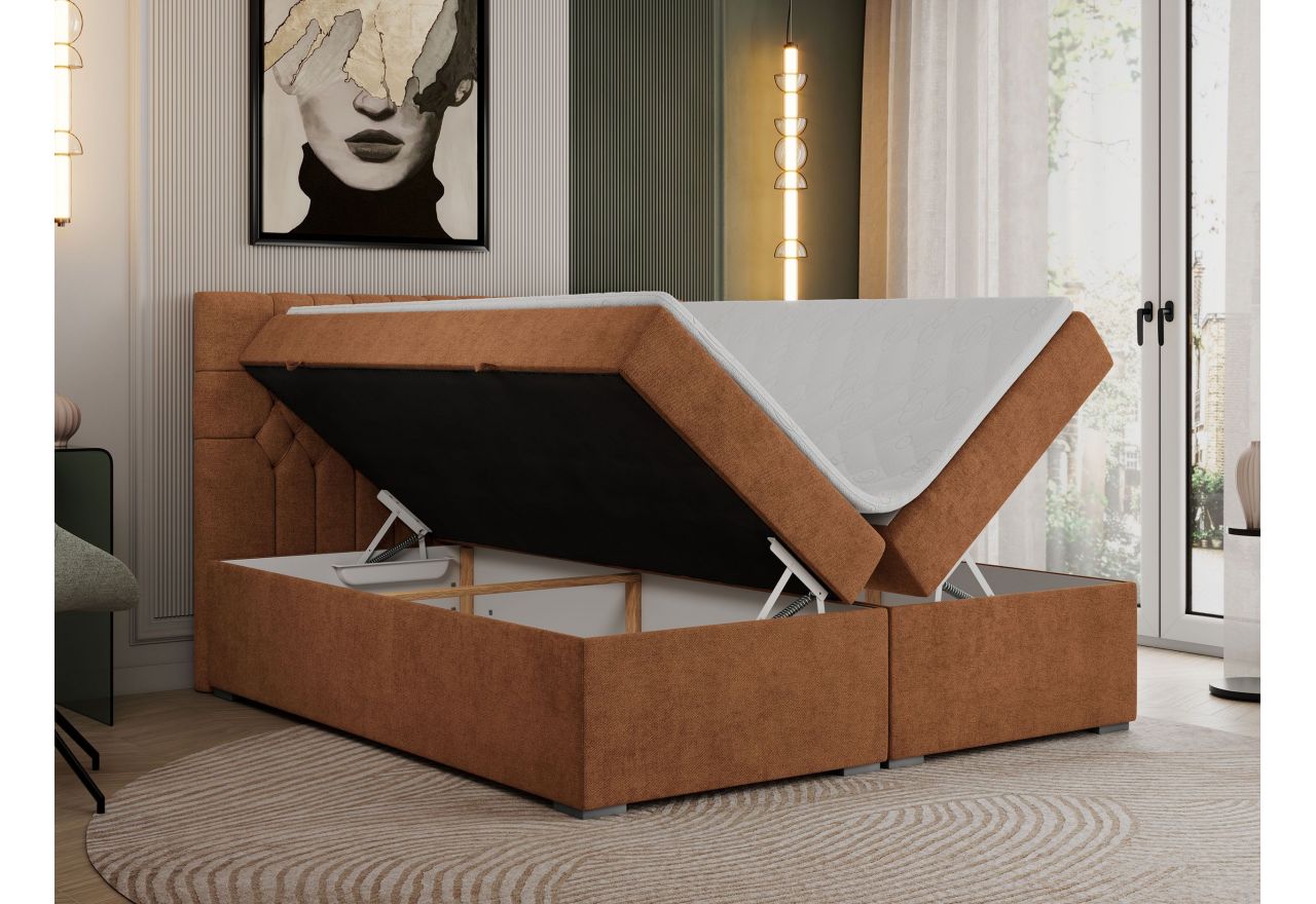 Łóżko kontynentalne PERA 120x200 - H4 - pomarańczowy, struktura