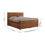 Łóżko kontynentalne PERA 180x200 - H4 - pomarańczowy, struktura