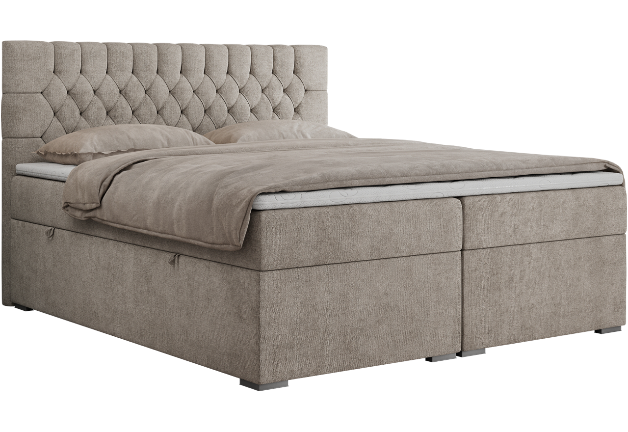 Łóżko kontynentalne PERA 160x200 - H3 - beżowy, struktura