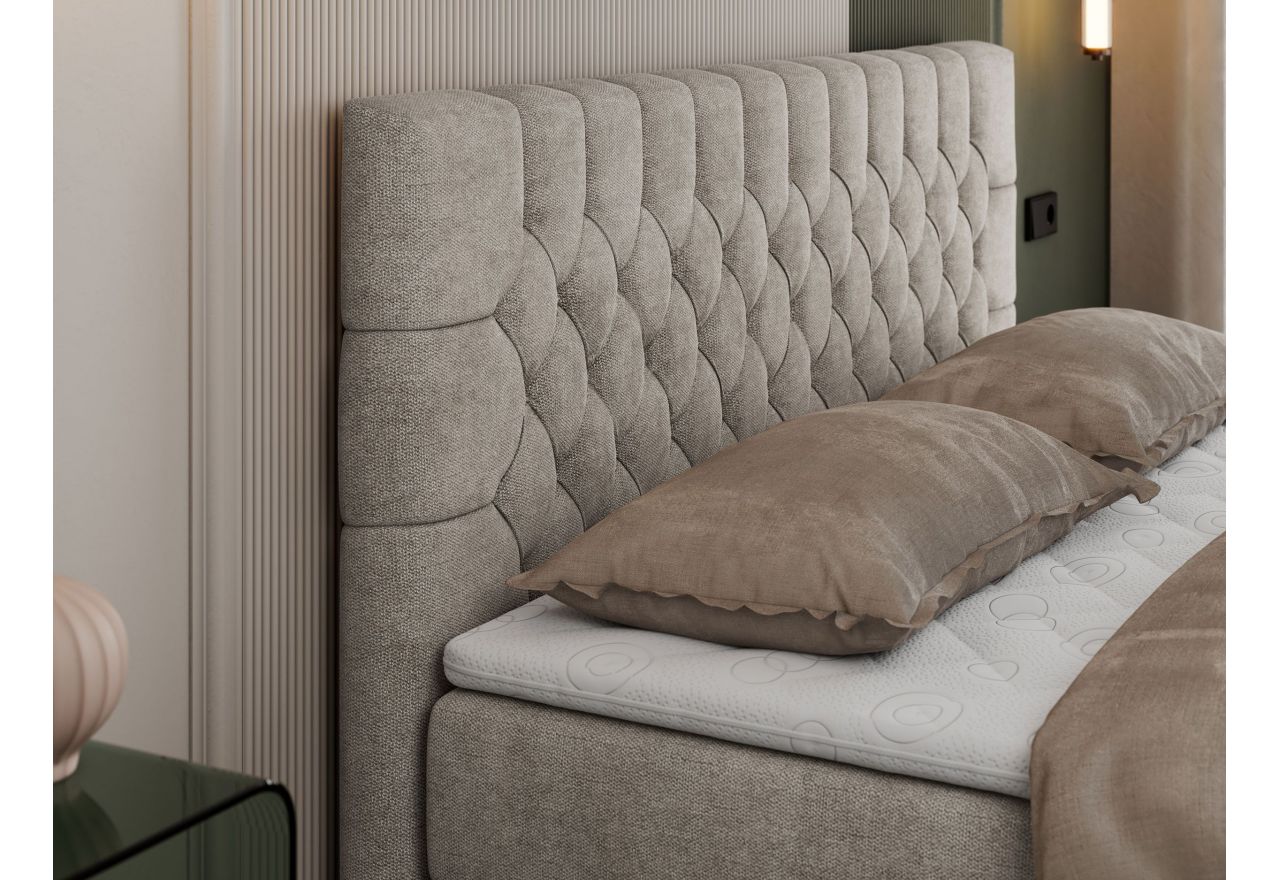 Łóżko kontynentalne PERA 200x200 - H3 - beżowy, struktura