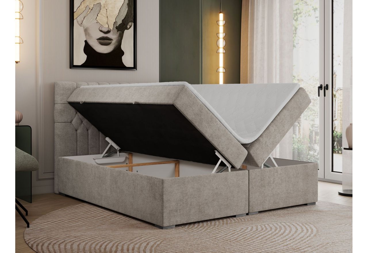 Łóżko kontynentalne PERA 200x200 - H3 - beżowy, struktura