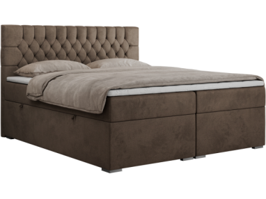 Łóżko kontynentalne PERA 120x200 - H3 - brązowy, welwet