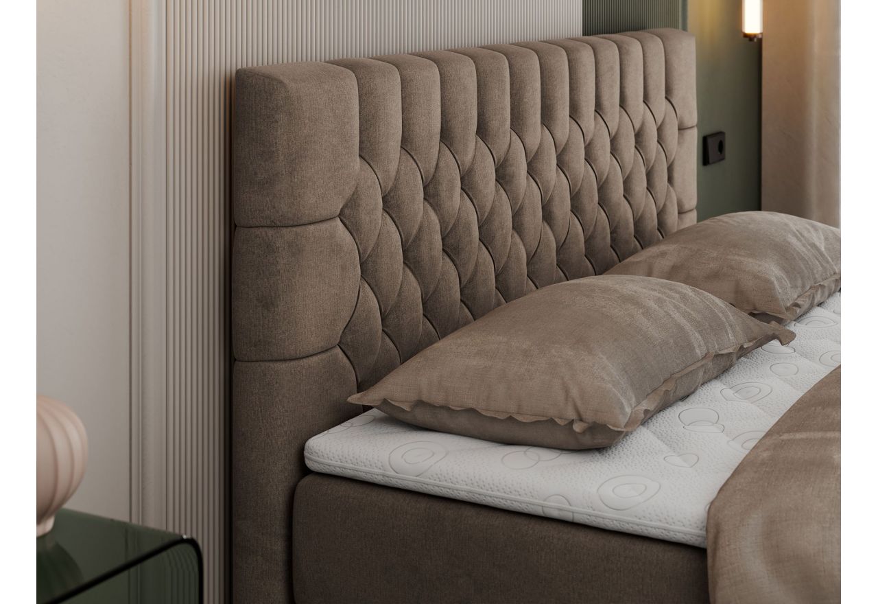 Łóżko kontynentalne PERA 120x200 - H3 - brązowy, welwet