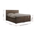 Łóżko kontynentalne PERA 160x200 - H3 - brązowy, welwet