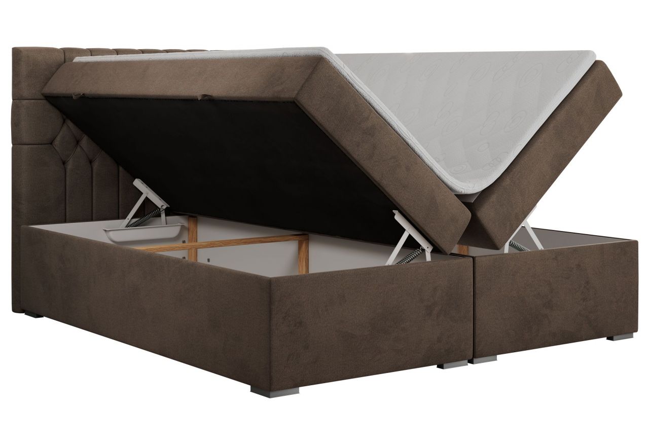 Łóżko kontynentalne PERA 160x200 - H3 - brązowy, welwet