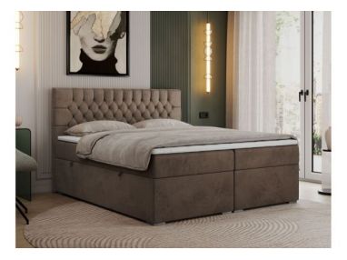 Łóżko kontynentalne PERA 180x200 - H4 - brązowy, welwet