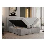 Łóżko kontynentalne PERA 160x200 - H3 - jasnoszary, welwet