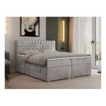 Łóżko kontynentalne PERA 140x200 - H4 - jasnoszary, welwet