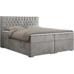 Łóżko kontynentalne PERA 140x200 - H4 - jasnoszary, welwet