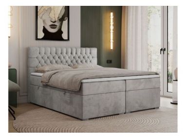 Łóżko kontynentalne PERA 180x200 - H4 - jasnoszary, welwet