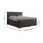 Łóżko kontynentalne PERA 120x200 - H3 - ciemnoszary, welwet