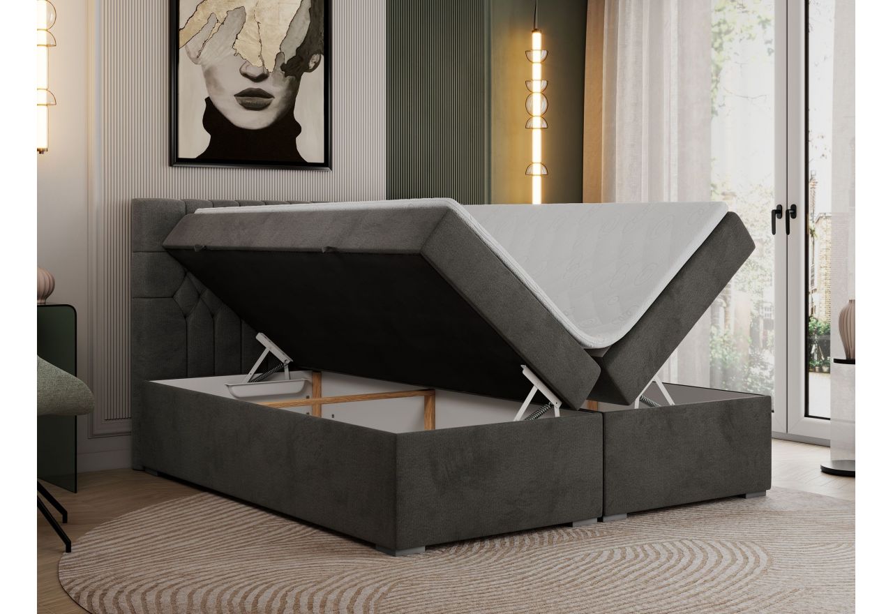 Łóżko kontynentalne PERA 120x200 - H3 - ciemnoszary, welwet