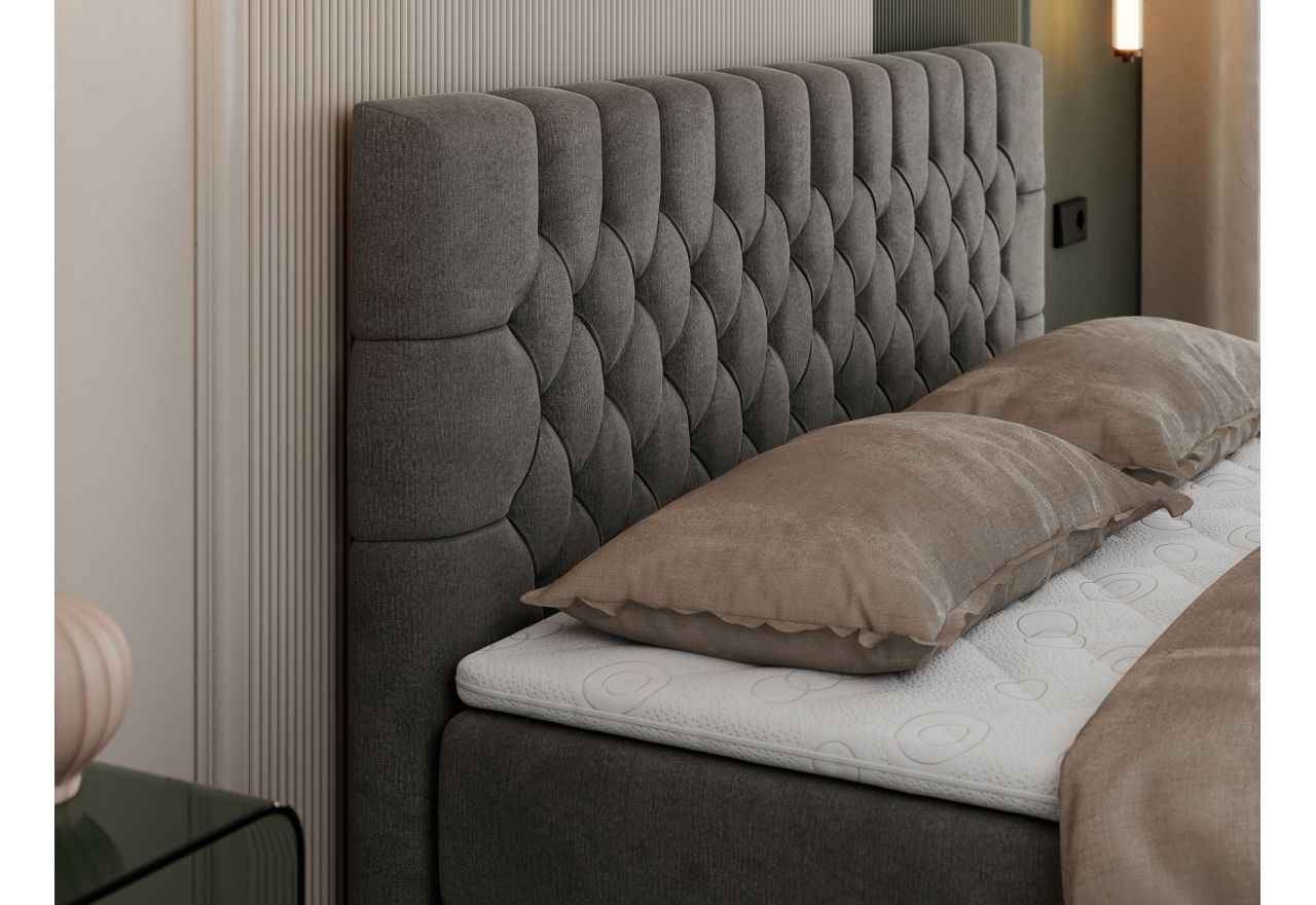 Łóżko kontynentalne PERA 140x200 - H3 - ciemnoszary, welwet